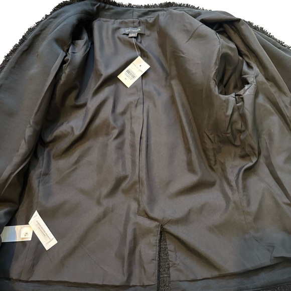 NWT, Ann Taylor Black Textured Fringe Trim Open Front Jacket, Sz M - Picture 13 of 15